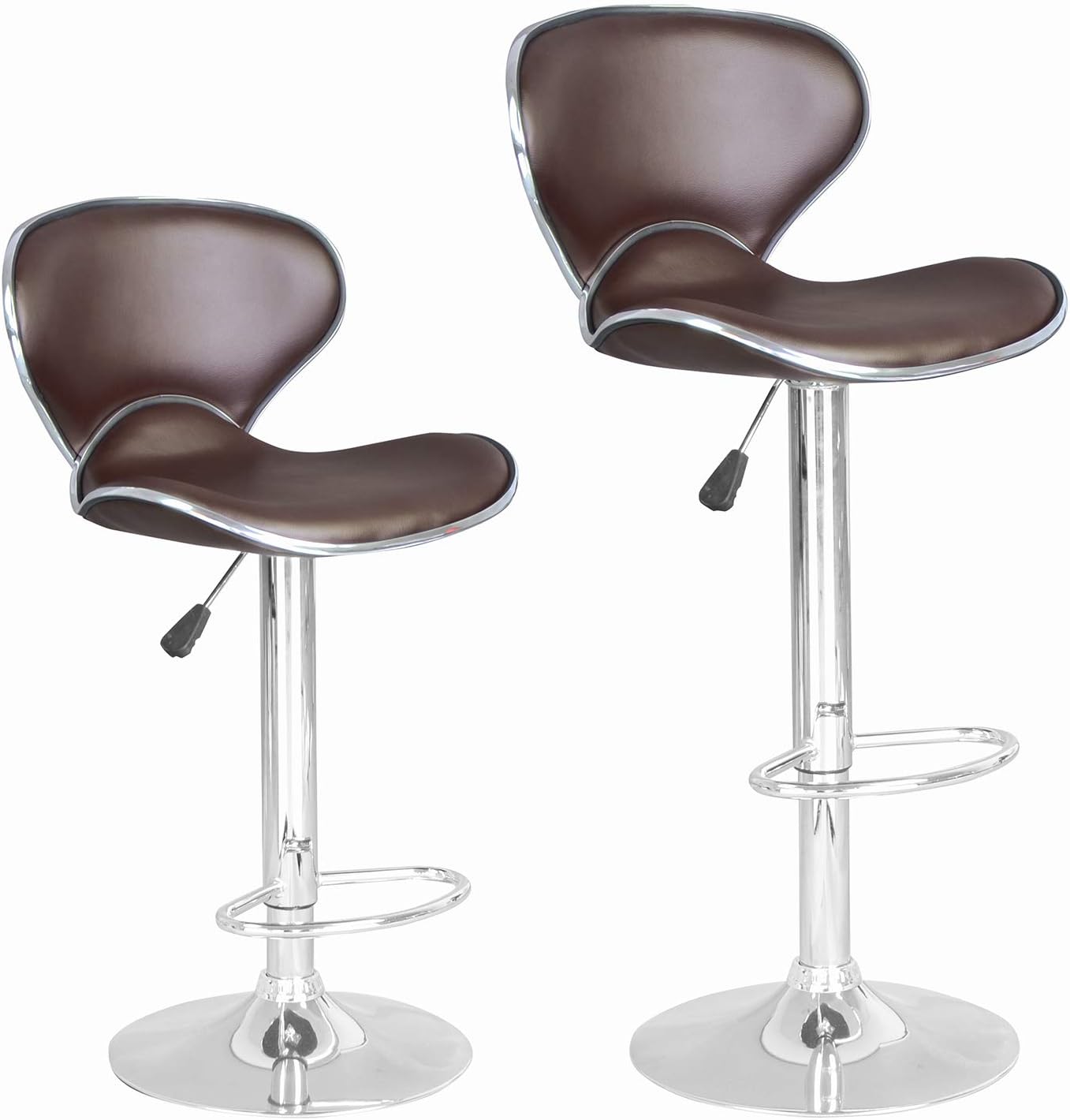Set of 2 Bar Stools, Counter Height Adjustable Bar Chairs