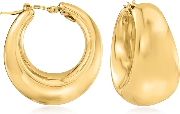 Italian 18kt Gold Over Sterling Hoop Earrings