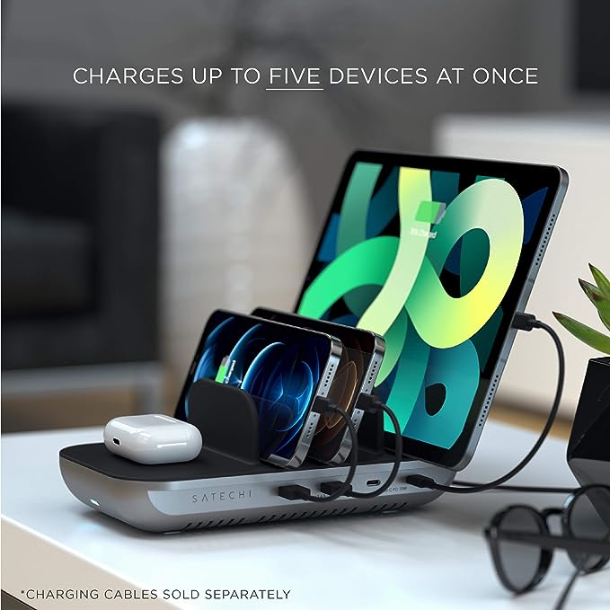 Multi Device Charging Station Dock 5 with Wireless Charging