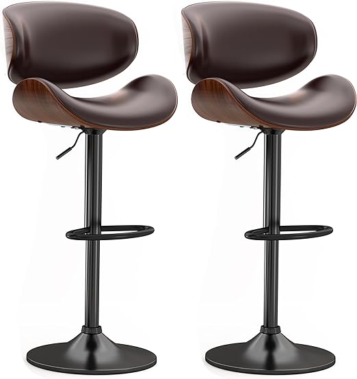 YaFiti Swivel Bar Stools, Modern PU Leather Adjustable Counter Stool